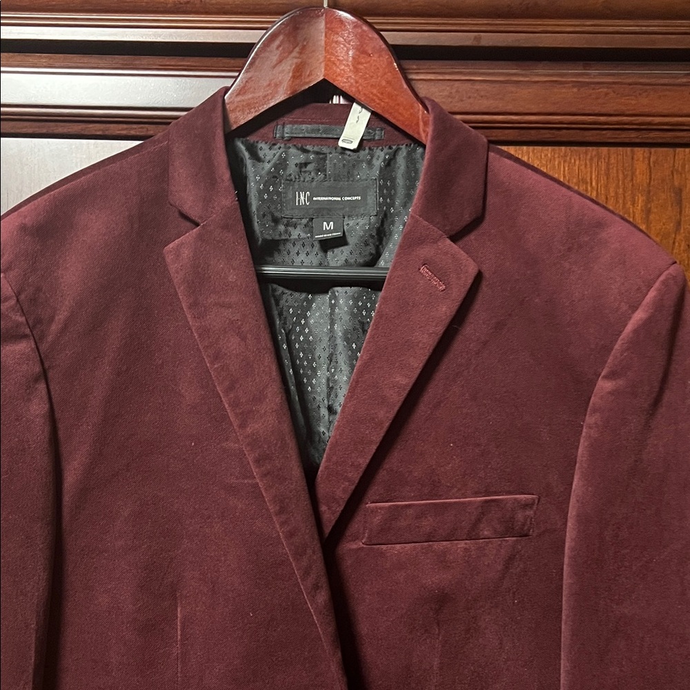 Like New INC International Concepts Burgundy Classic Velvet Sports Dress Blazer!